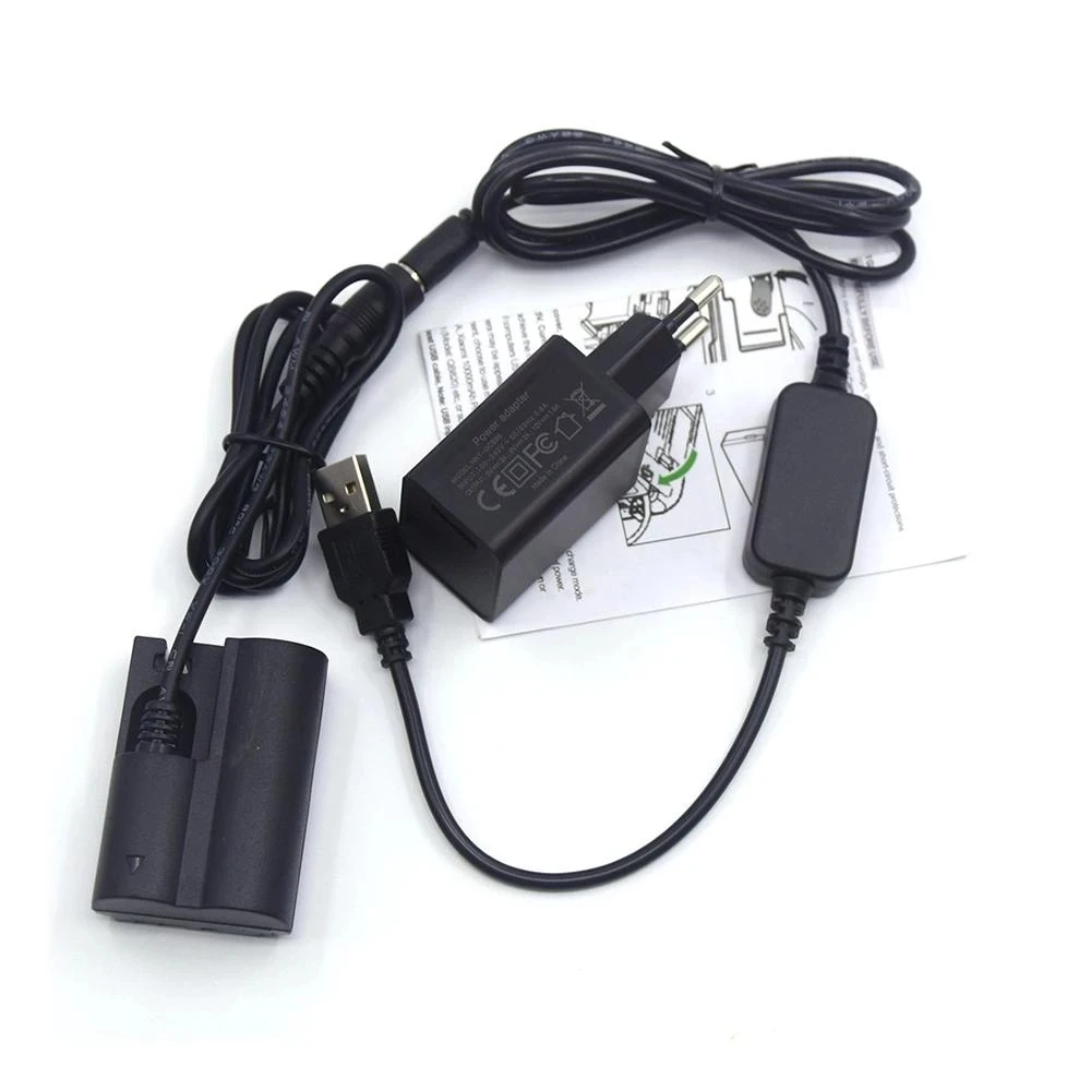 Caricabatterie Da 18W + Cavo Da Usb A Cc + Bp-511 Batteria Fittizia Dr-E2 Dr-400 Accoppiatore Cc Per Fotocamera Canon Eos 20D 30D 40D 5D 50D D30 D60