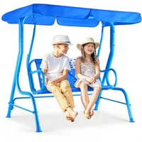 Swing w/Safety Belt, 2 Seats Outdoor Lounge   w/Removable Canopy, for Backyard Lawn, Patio Swings 1