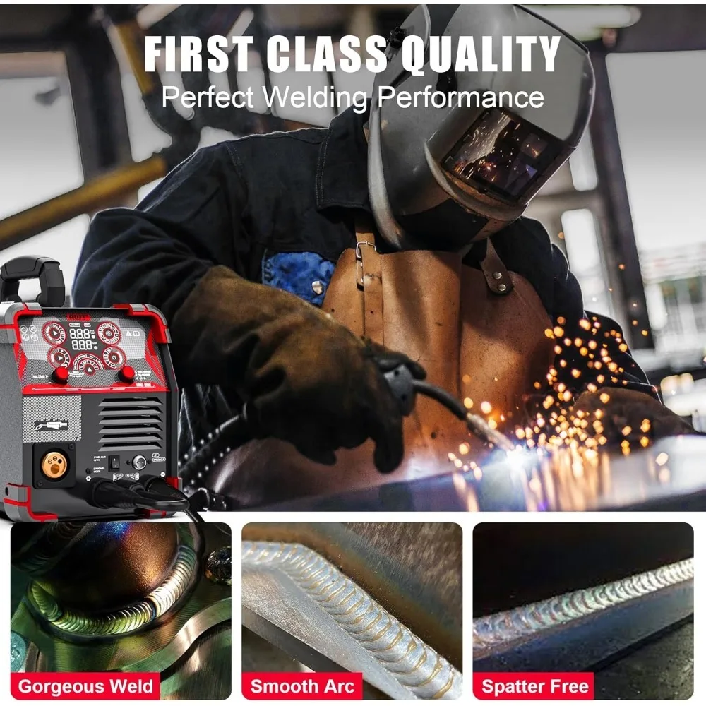 MIG Welder, 200Amp 8 in 1 Gas MIG/Gasless Flux Core MIG/Stick/Lift TIG/Spot Welding/Spool Gun Aluminum MIG Welder 3