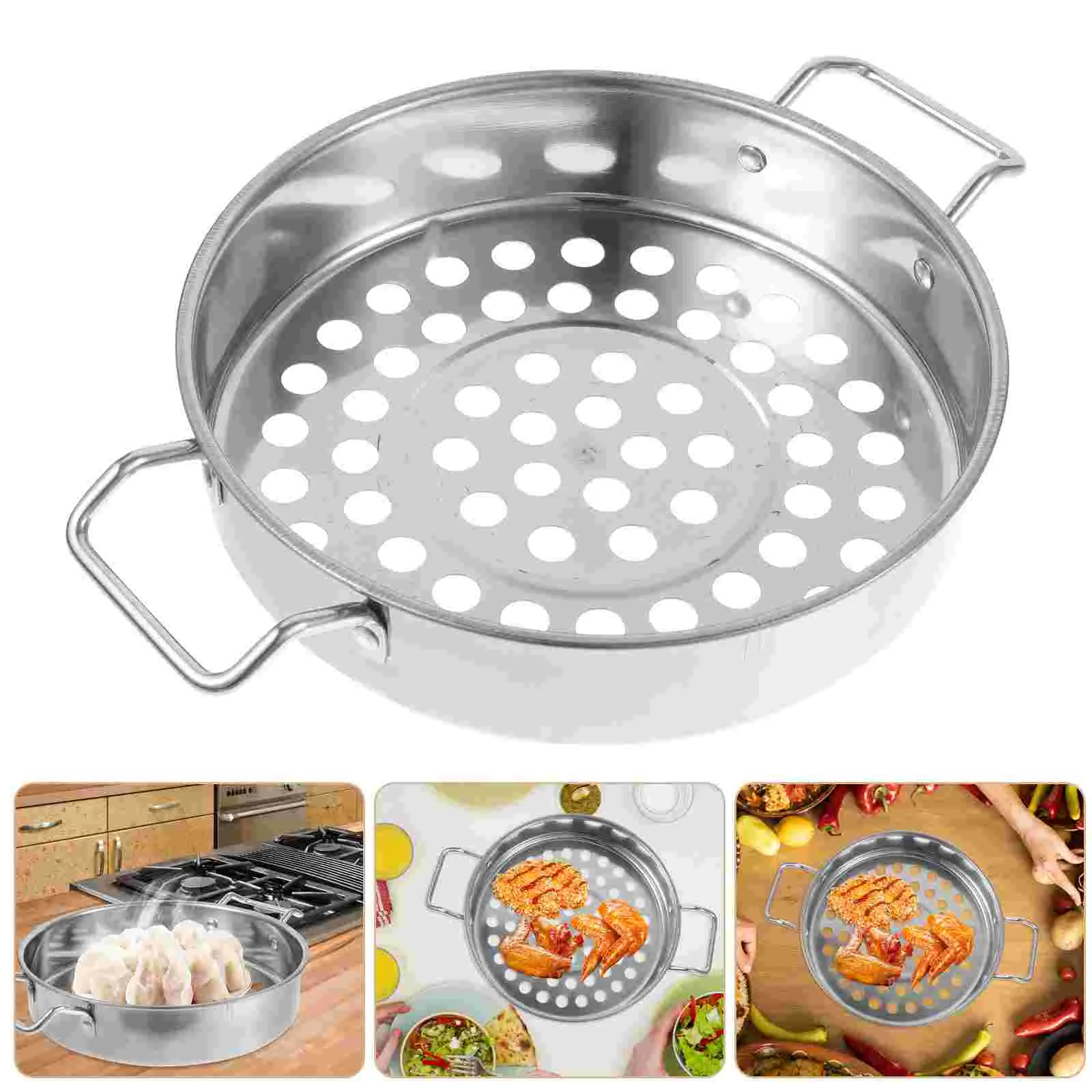 

Chinois Strainer Slotted Spoon Big Hole Cold Shrimp Sieve Home Filter Stainless-Steel Saute Pan with Lid