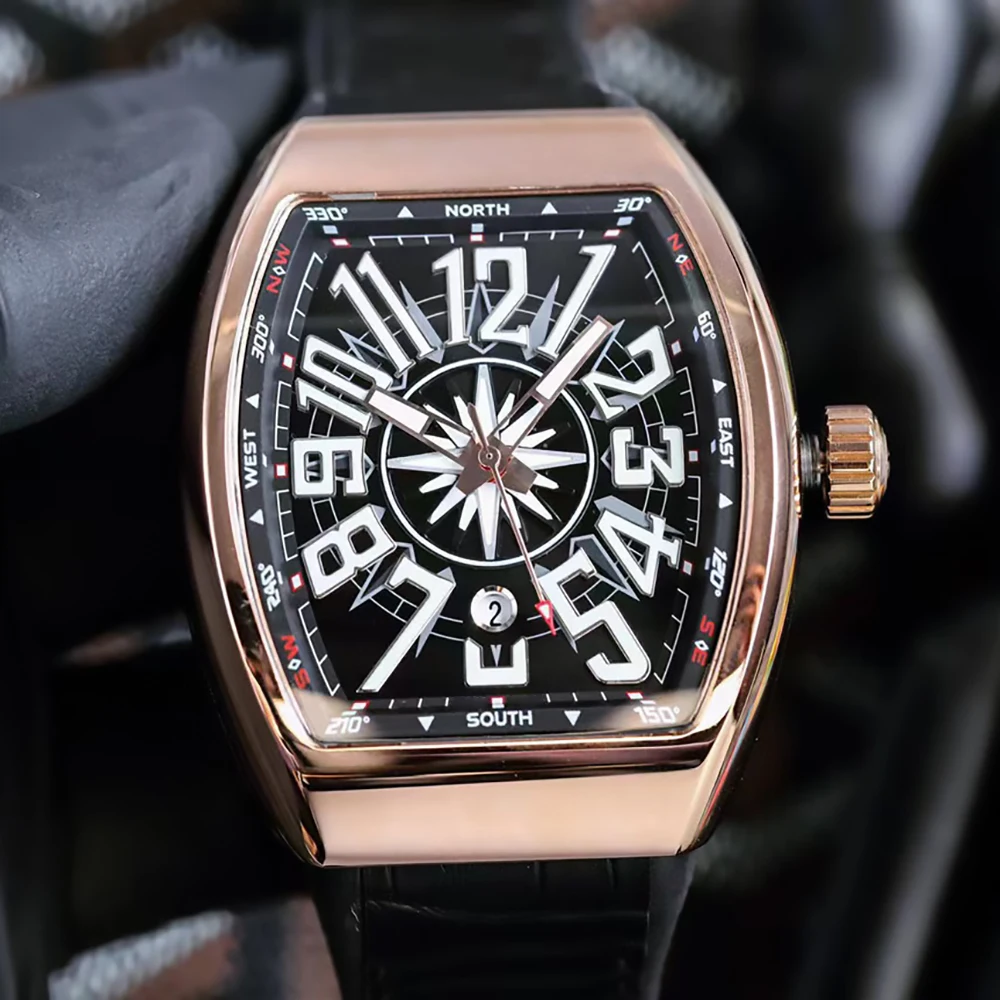 2023 New FM mechanical automatic men's watch top brand waterproof luxury leather men's watch rose gold clock men's gift