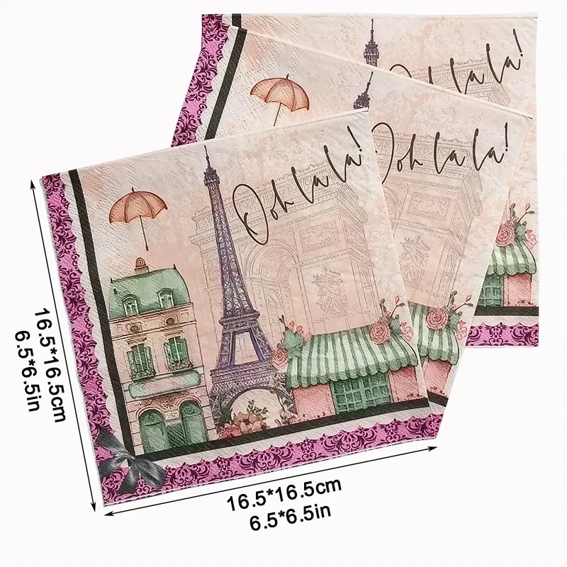 10/20pcs 33*33cm 2-Ply New Paris Tower Colourful Printed Tissue Paper Party Decoration Paper Placemats Butterfly Bone Bart
