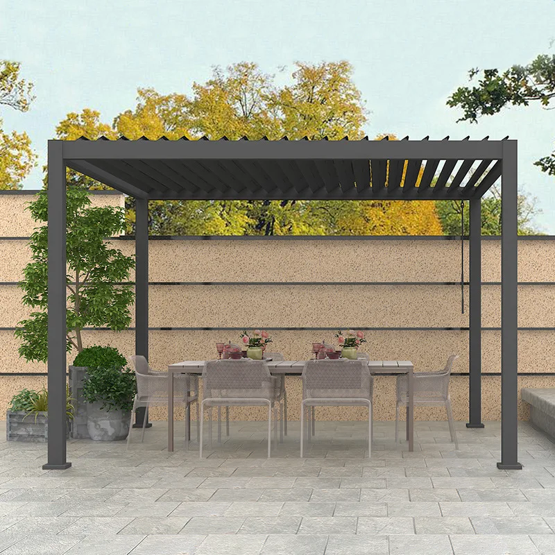 Outdoor Waterproof Pergola Opening Roof Louver Retractable Aluminium Remote Control Arches Arbours Garden Pergola