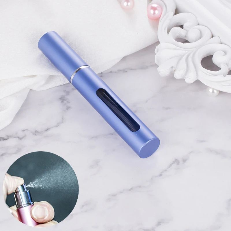 1PC 5/10ml Portable Perfume Bottle Refillable Metal Spray Pump Aluminum Empty Glass Atomizer Travel Women Cosmetic Containers