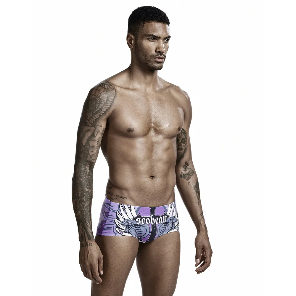 Spring and summer, digitally printed swimming trunks for men, fashionable low-rise men's boxer swimming trunks