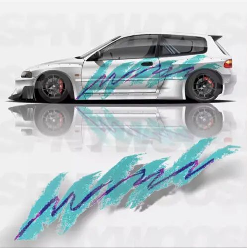 

water cup themed vintage blue lighting themed car wrap