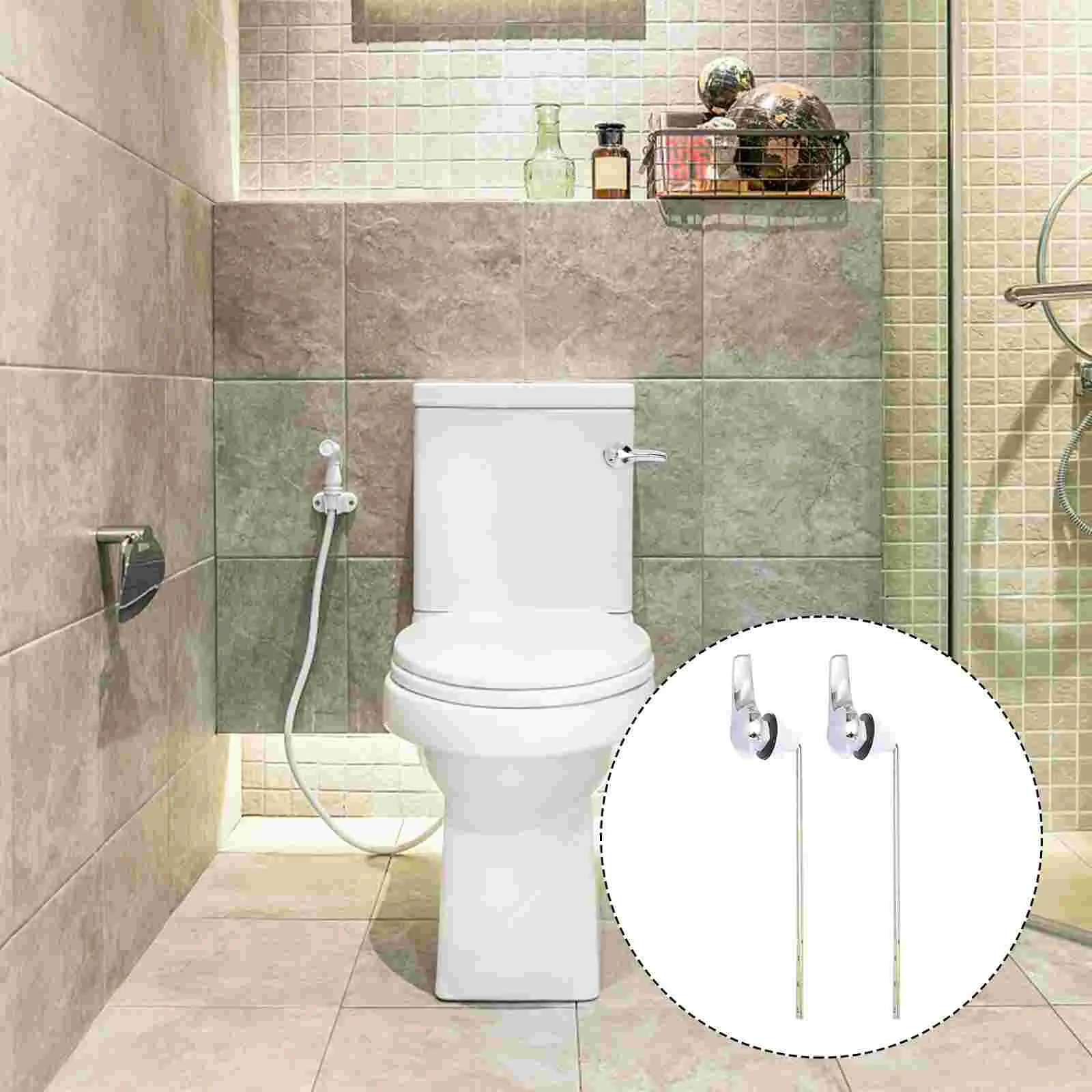 

2 Pcs Toilet Front Wrench Durable Handle Flush Single Push Flushing Old Fashioned Levers Iron Tank