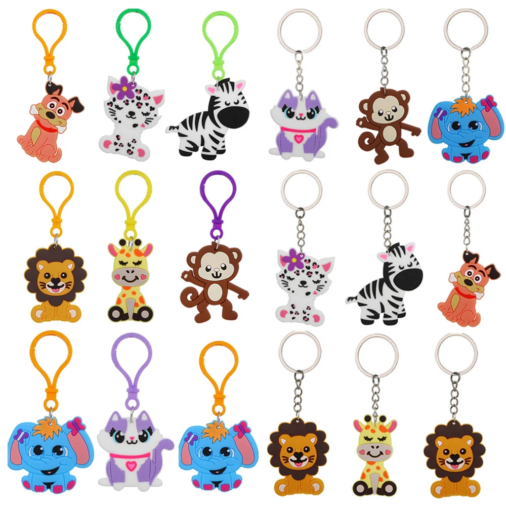 

8 Pcs Jungle Safari Favors Zoo Animal Keychains Baby Shower Gifts Kids Birthday Party Decoration Bag Fillers Prize Lion Elephant