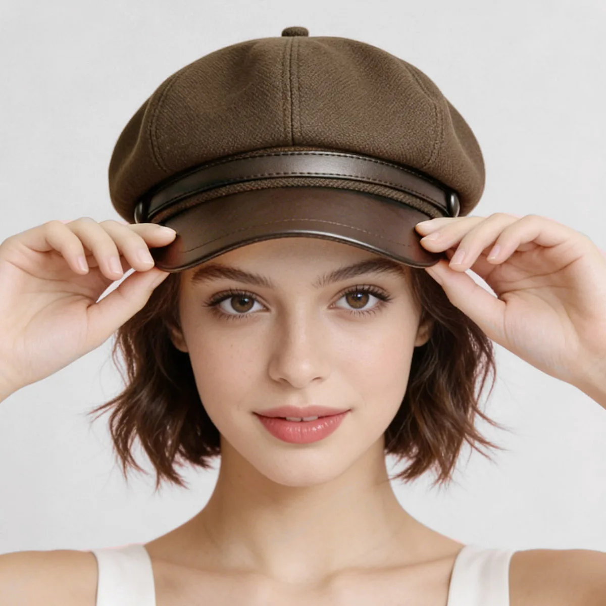 Large Head Circumference Woolen Newsboy Cap for Women, Suitable for All Seasons, Vintage British Style, Korean-Style Duckbill Cloud Hat, Painter's Hat