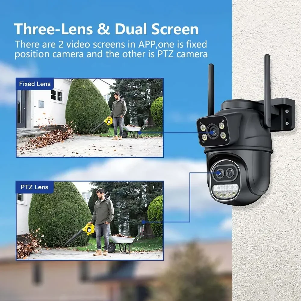 12MP PTZ Wifi Camera IP 8X Digital Zoom Outdoor Dual Screen Color Night Vision 8MP CCTV Video Surveillance Camera Wireless iCSee 2