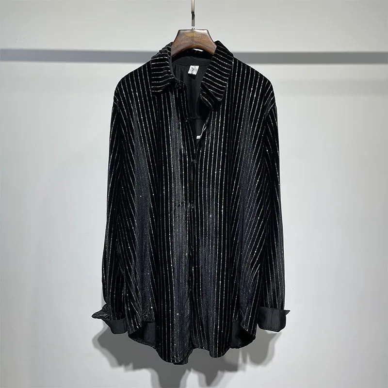 Owen Seak Men Casual Shirt Gothic Men's Clothing Hip Hop Tops Tees Spring Autumn Oversized High Street Long Sleeves Black Shirt