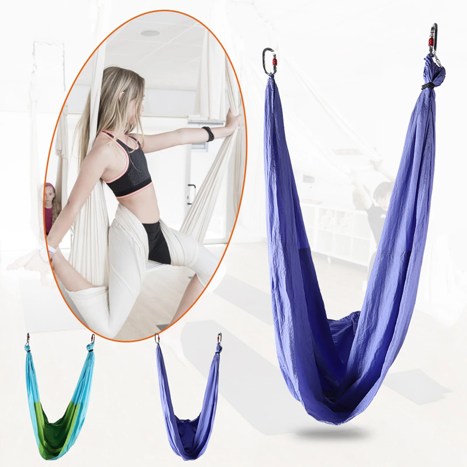 6 Handles Aerial Yoga Hammock Flying Swing Anti Gravity Yoga Pilates Inversion Exercises Device Outdoor Indoor Swing Belt yoga hammock
