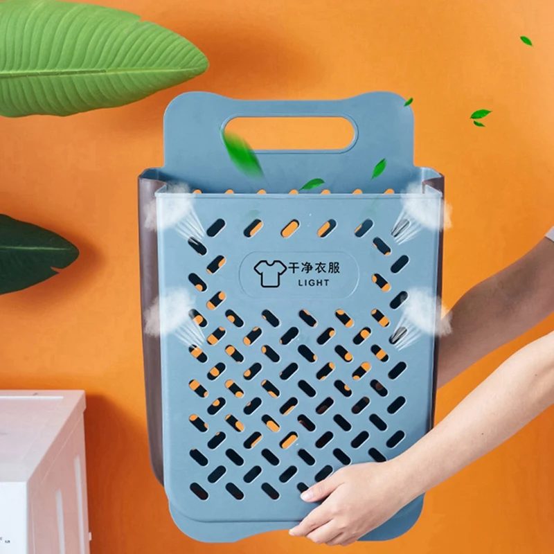 

2X Large Portable Bathroom Folding Dirty Clothes Storage Basket Household Wall Hanging Punch-Free Laundry Basket Put