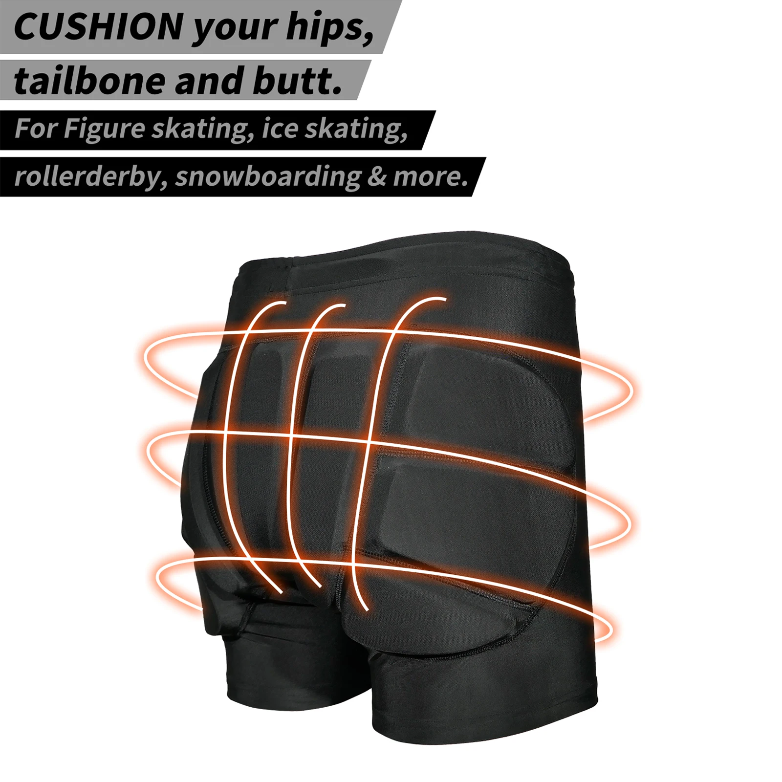 AVIVOR Figure Skating Protective Shorts with Side Zipper and 3D Padding for Kid Youth Adult, Suitable for Skiing Skateboarding