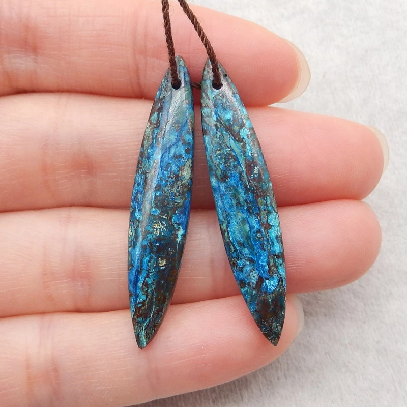 Natural Stone Beautiful Chrysocolla Earrings Beads 41x8x4mm 4g Trendy Jewelry Aaccessory For Women