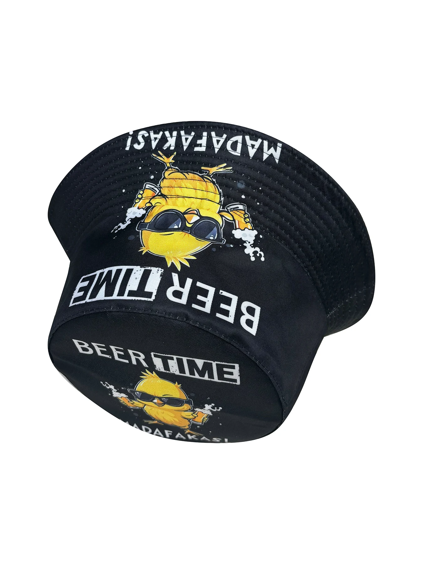 Cool Duck „Beer Time“ 3D-Grafik-Fischerhut, leichtes Cartoon-Enten-Design mit Brille, wendbar, faltbar, Unisex-Freizeit-Sonnenschutzhut, geeignet für Strandausflüge und lässige Outfits – Detail 5