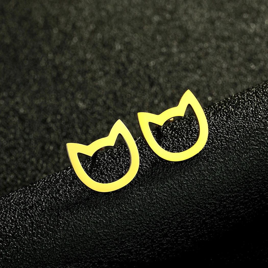 Stainless Steel Stud Earrings Women Jewelry Cute Animal Lover Cat Earring - PeticaDeals