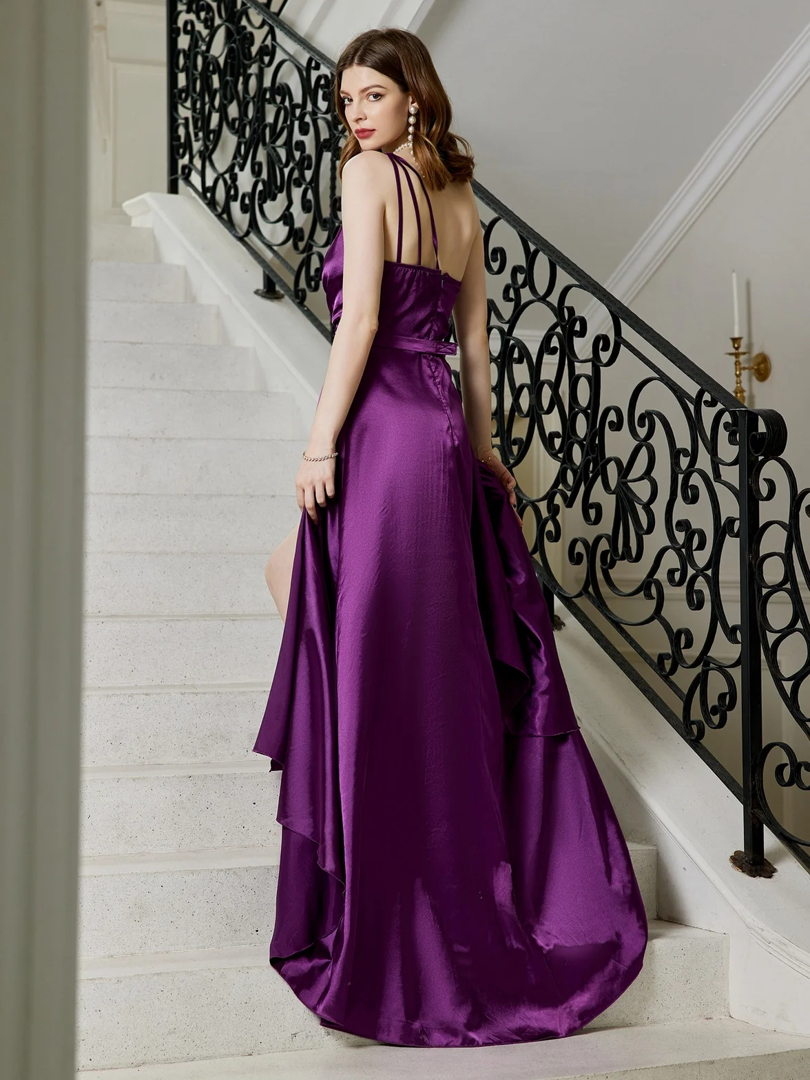 VITRCHP Sexy One-shoulder Cocktail Dresses Fashion Solid Backless Evening Long Dresses New Women Ruched Slim Maxi