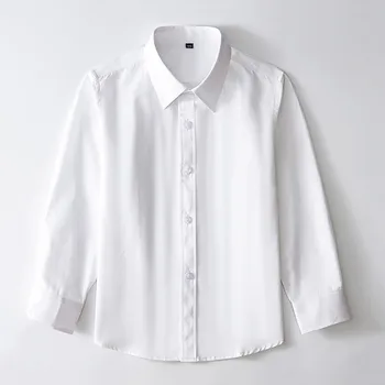 Boys Blouse Shirt Long Sleeve White Shirt Solid Boutique Formal Top For 4-13 Year Kids Teen Clothes Birthday Party Summer Autumn 3