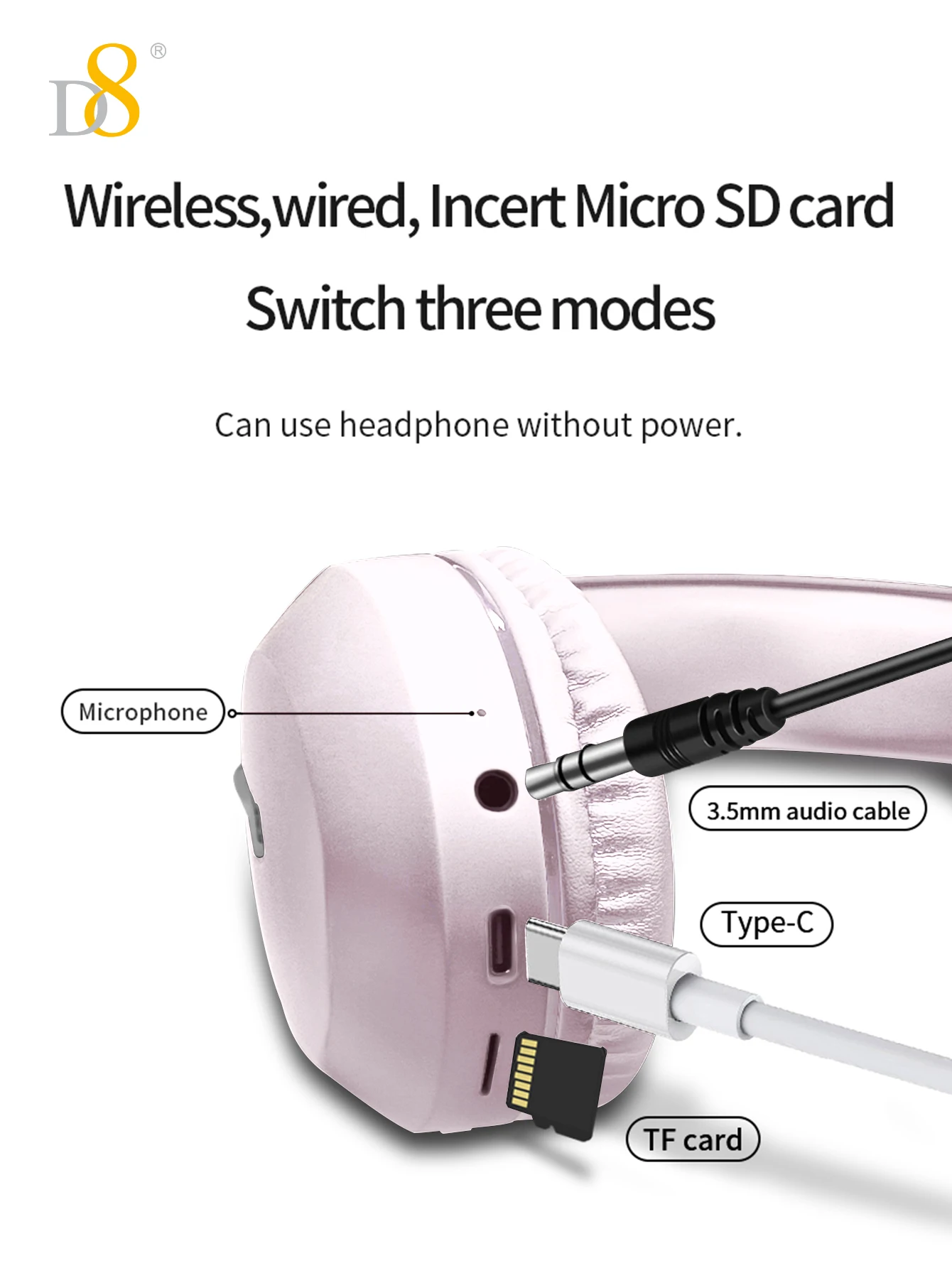 Stealth Over-Ear Headphones – Wireless & Wired Bluetooth Headset with Built-In Microphone, Micro SD Card Slot & 40H Long Playtime 3