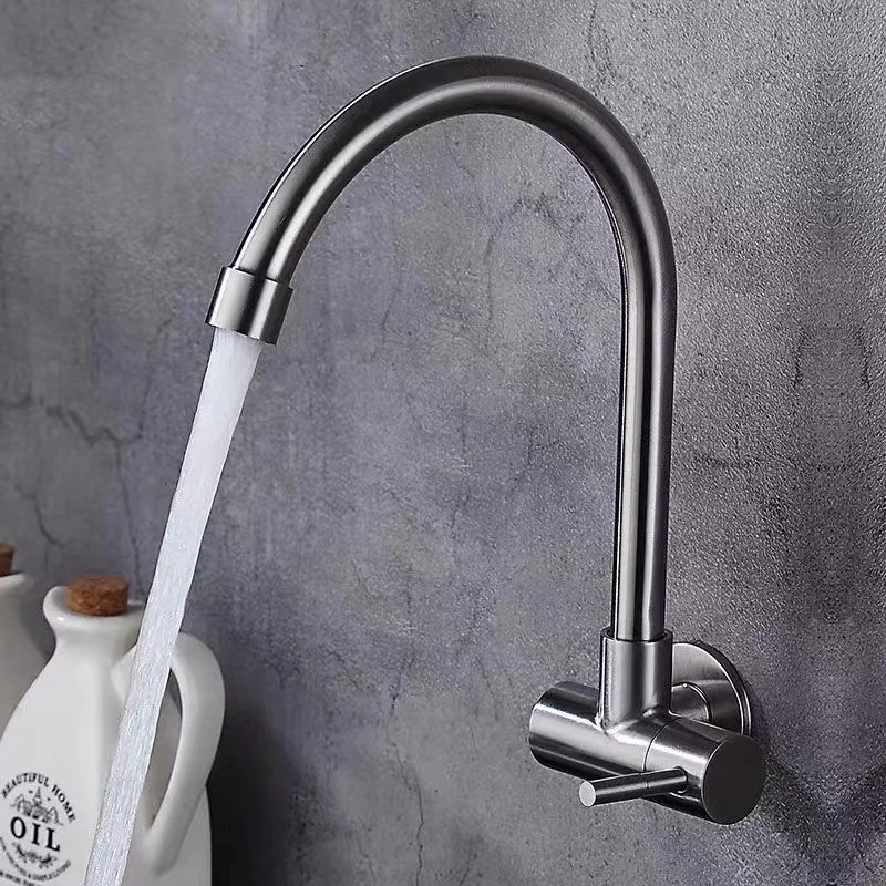 Kitchen sink faucet installation on the wall 304 stainless steel 360 ° rotatable bathroom wash basin cold water faucet