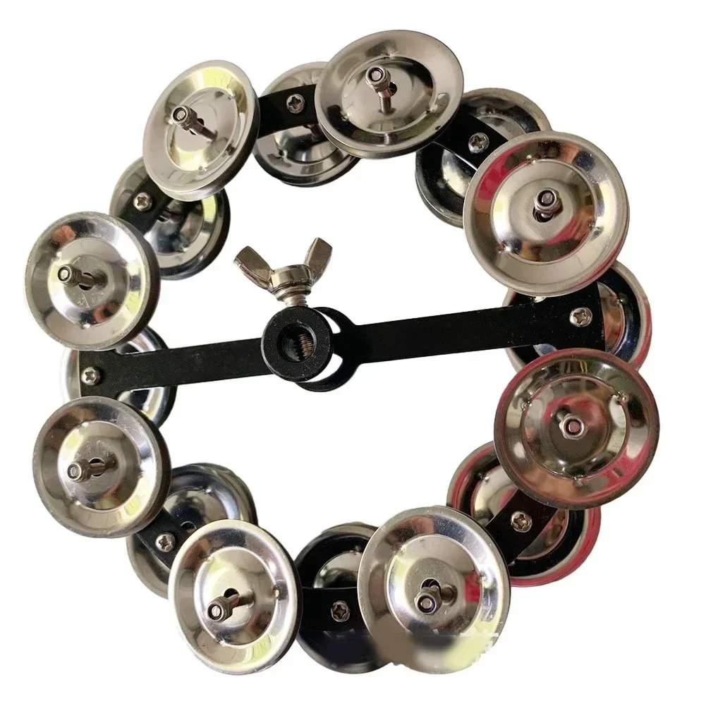 Musical Percussion Instruments Professional Hi hat Tambourine for Drums Secure Mounting Iron and Steel Material Black Frame 3 5cm Bell Plate Diameter