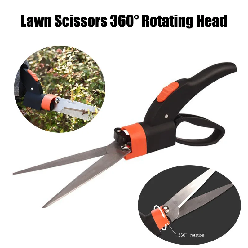 

Multifunctional Gardening Mowers Scissors Sharp Tip 360 Rotation Garden Grass Trimming Shears Handheld Lawn Pruning Hedge Shears