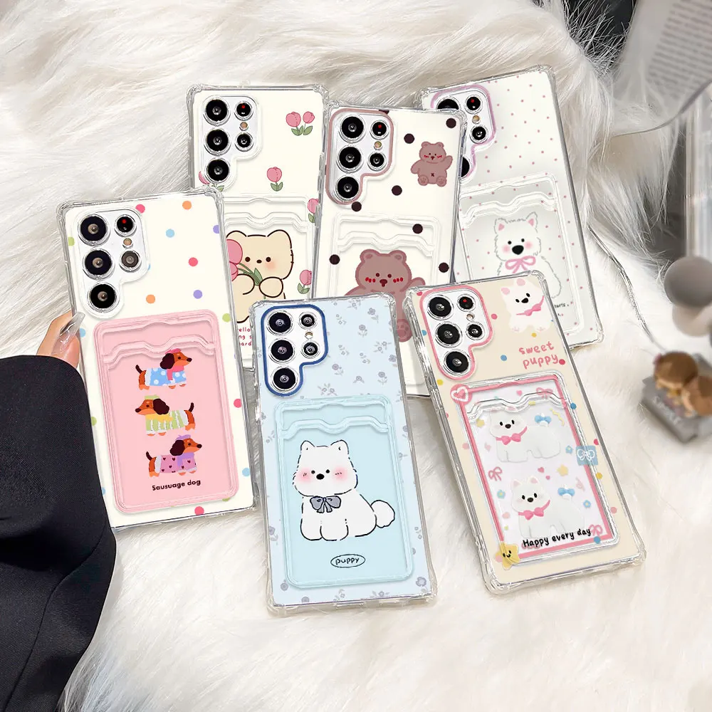 Card Holder Animal Phone Case For Samsung Galaxy S25 Ultra A56 5G A55 A54 A53 S24 FE S23 S22 Plus A52 Soft Silicone Funda Cover 1