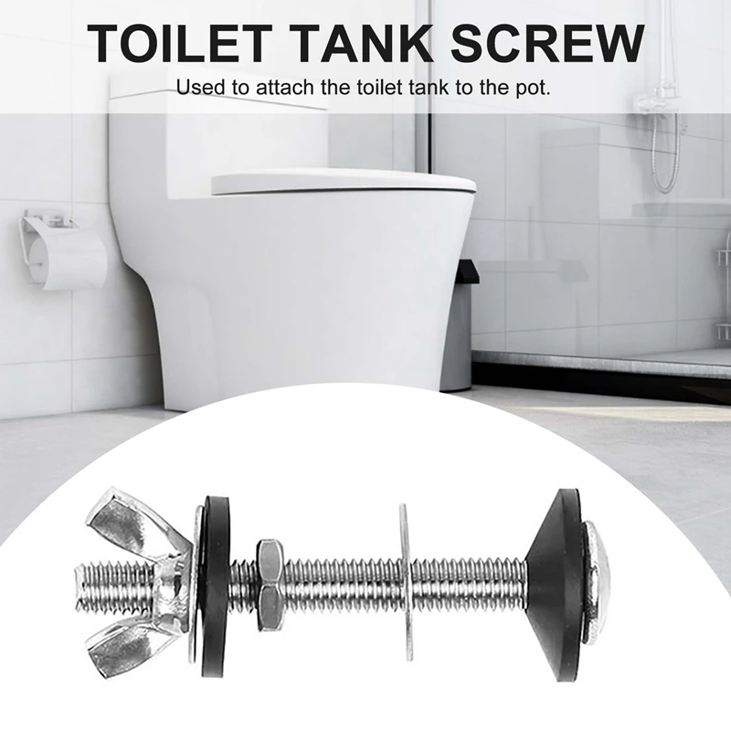 2 Pack Toilet Tank To Bowl Bolt Kits Cistern Bolts Kit,Stainless Steel Toilet Pan Fixing Fitting With Double Gaskets