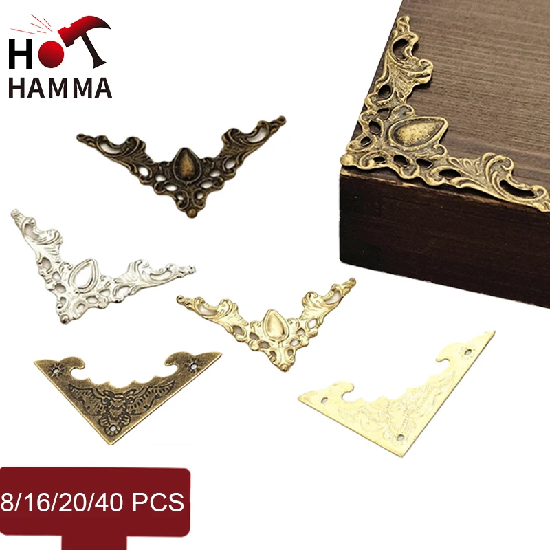 8/16/20/40pcs Antique Box Corner Protector Vintage Jewelry Wooden Box Decorative Cover For Furniture Hardware Accessories