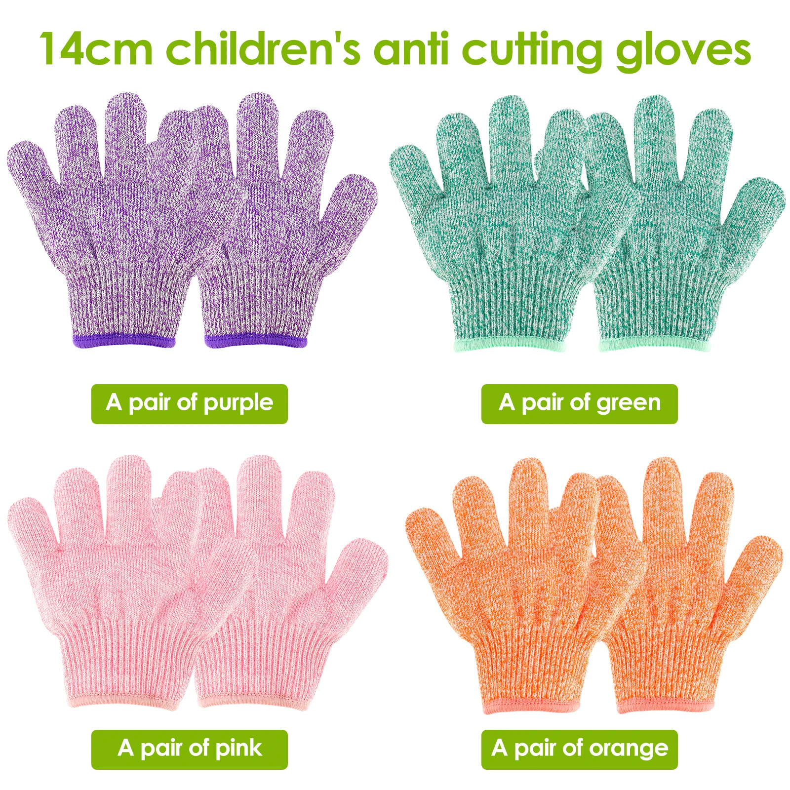 4 Pairs Cut Resistant Gloves 5 Protection Kids Anti-cutting Gloves Kitchen Cutting Protection for Cooking Wood Carving XS