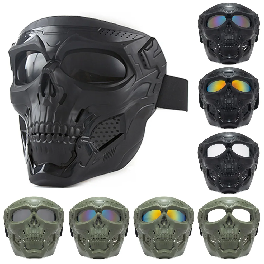 Tactical Protective Skull Masks CS Shooting Paintball Masks Motorcycle With Oggles Full Face