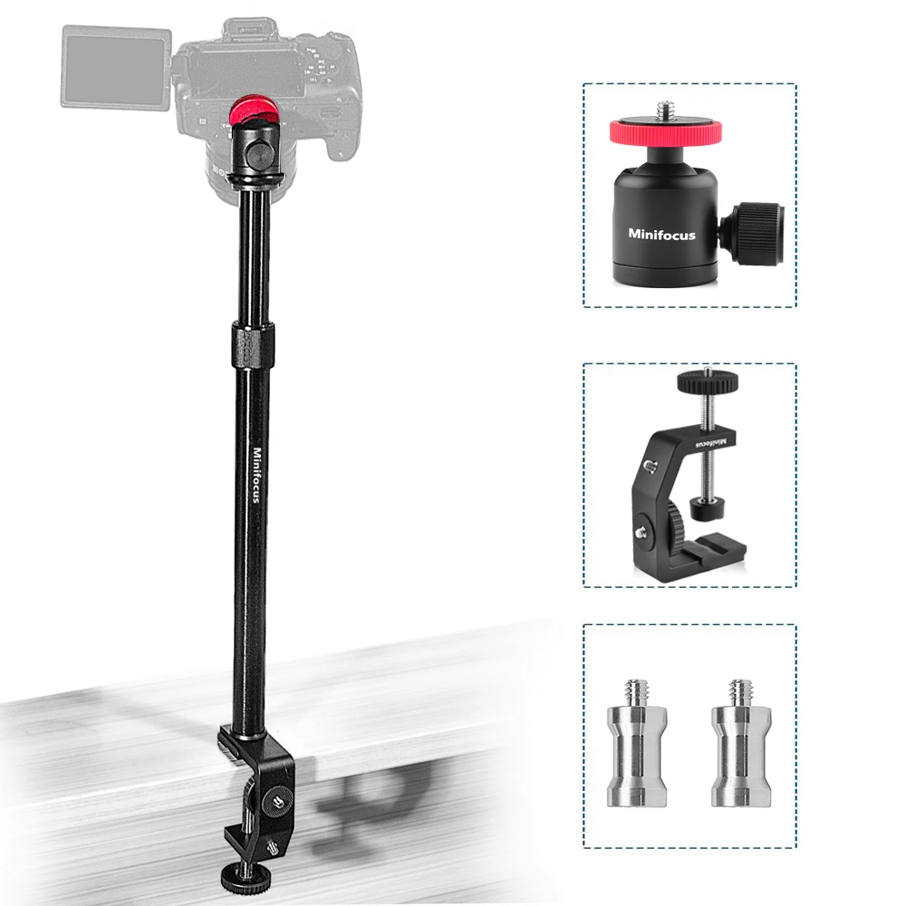 Camera Desk Mount Stand with 360 Ballhead Adjustable Table Aluminum