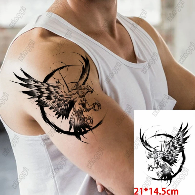 Wasserdicht Temporäre Tatto Aufkleber Schwarz Adler Flügel Tattoo