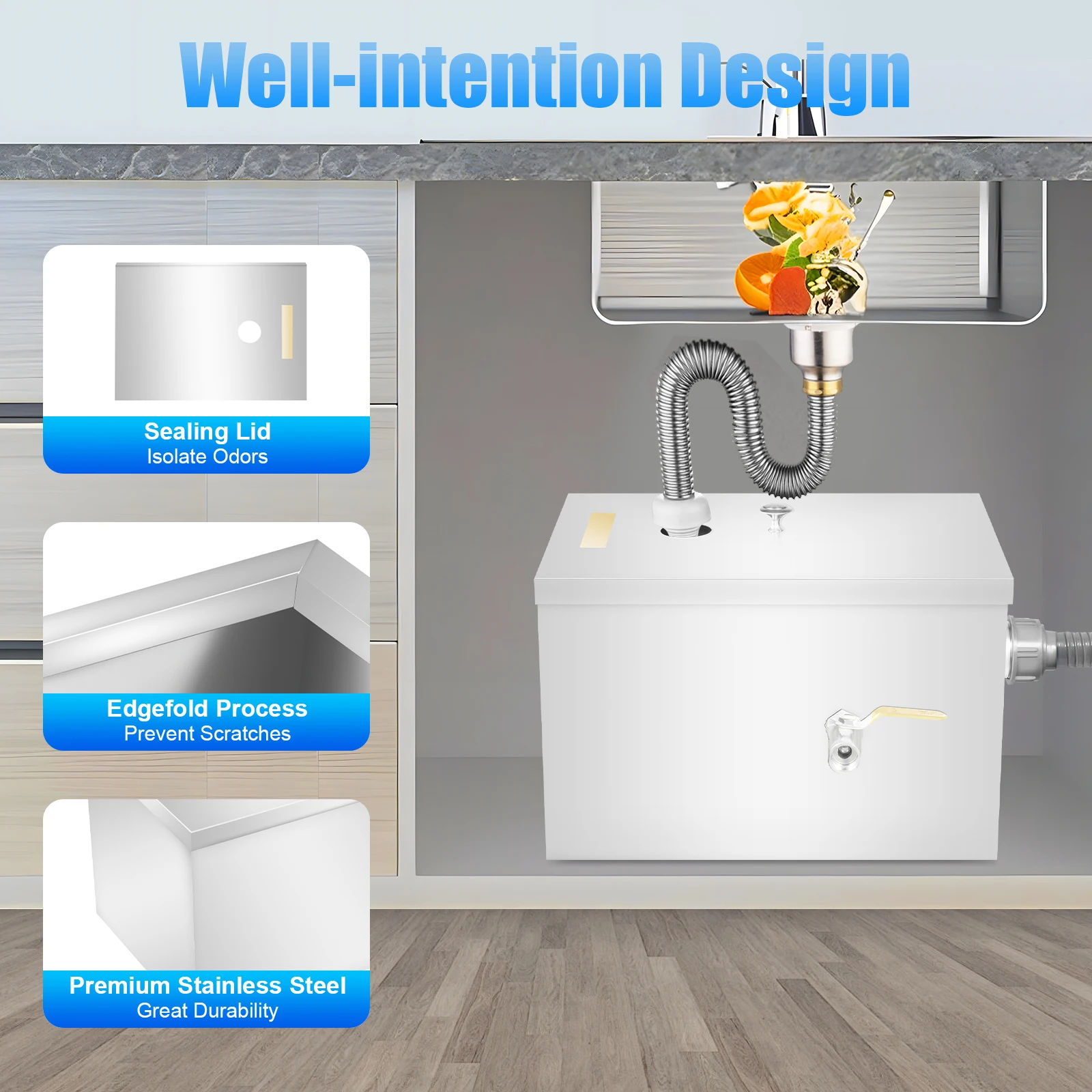 Kommerzieller Fettabscheider 8-10 Pfund, Edelstahl-Fettinterceptor mit Automatischer Abschaltung für Restaurant und Heimküche – Detail 7