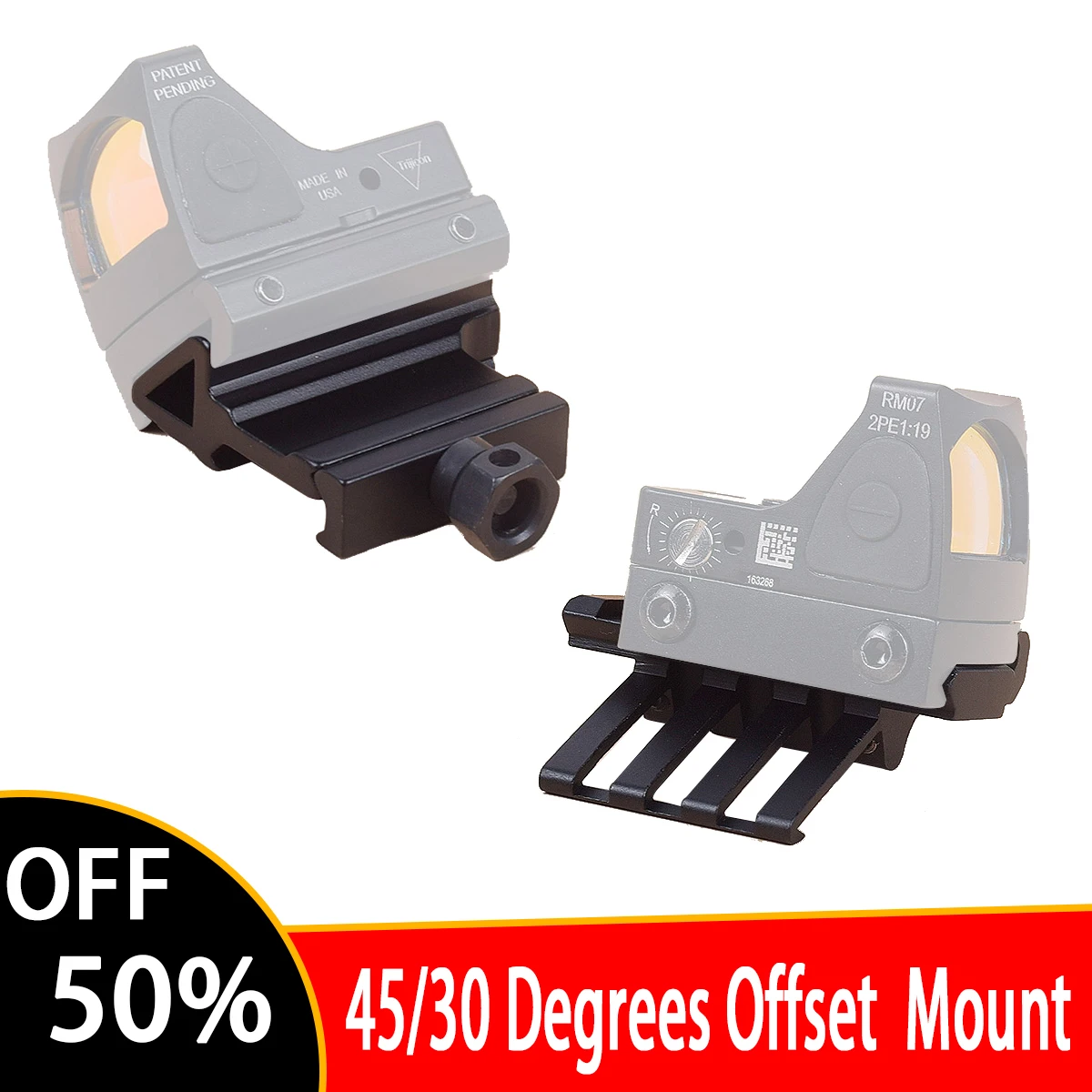 Tactical 45 30 Degrees Sight Offset Mount For Trijicon RMR SRO Red Dot Sight Laser Flashlight mount fit 20mm Rail Hunting Optics