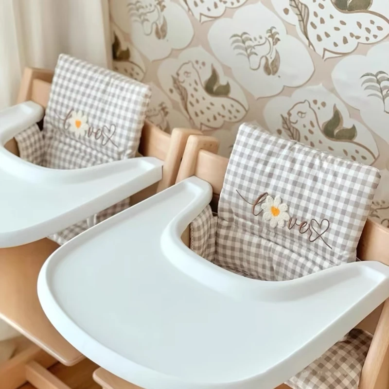 Soft Cotton Thicken Baby Highchair Seat Cushion Flower Toddler Dinner High Chair Back Cushion Liner Mat Pad for Stokk Trip Trap