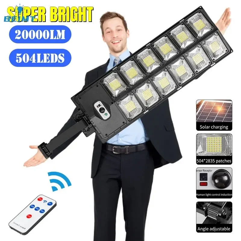 Newest 10000LM Solar Street Lights with Remote Control Motion Sensor Solar Outdoor LED Lamp IP65 Waterproof for Garden Garage newest 10000lm solar street lights with remote control motion sensor solar outdoor led lamp ip65 waterproof for garden garage