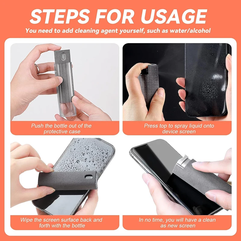 2 in 1 Microfiber Screen Cleaner Spray Bottle Mobile Phone Tablet Computer Microfiber Cloth Cleaning Wipes For iPhone Samsung Mi 6
