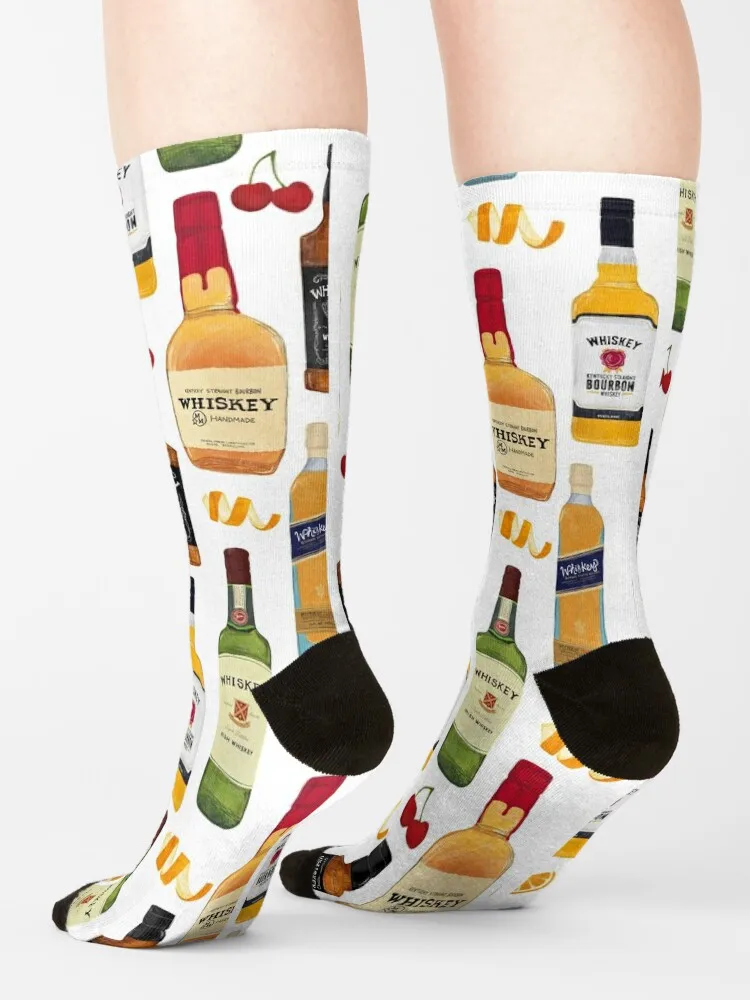 Whiskey Bottles Illustration Socks Stockings compression Men's sock