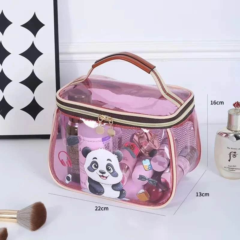 حقيبة مكياج نسائية شفافة ذات سعة كبيرة مقاومة للما...