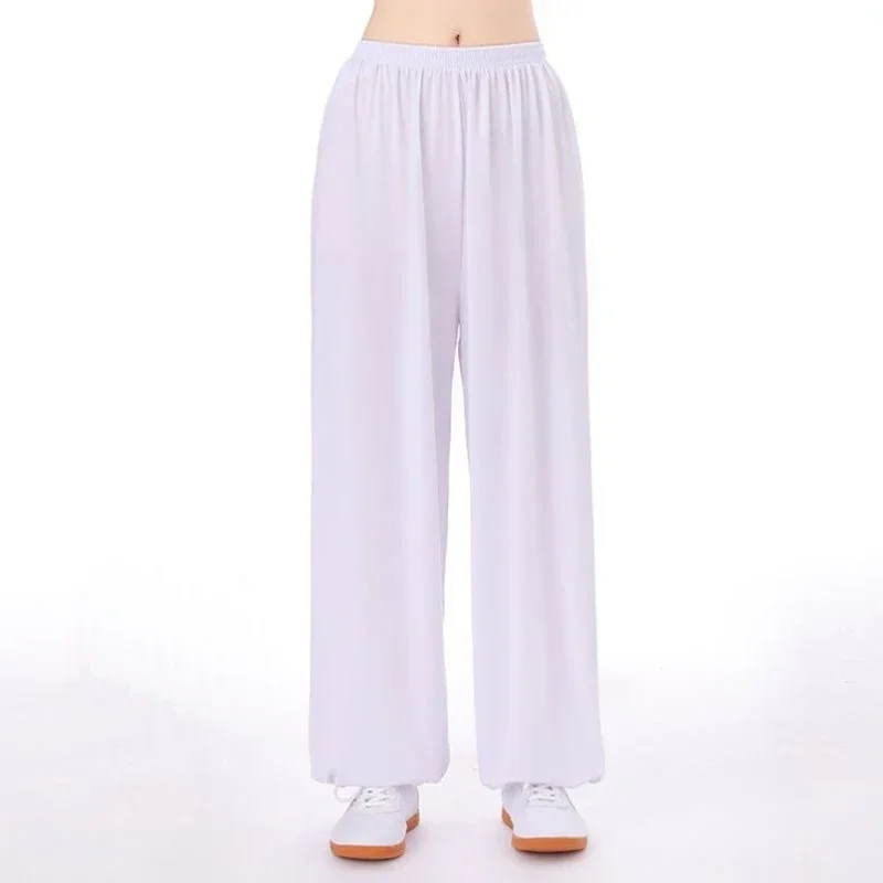 Tai Chi Clothing Pants Unisex Tai Chi Pants Ice Silk Morning Exercise Summer Plus Size Loose Bloomers Practice Martial Arts Pant martial art trousers tai chi trousers