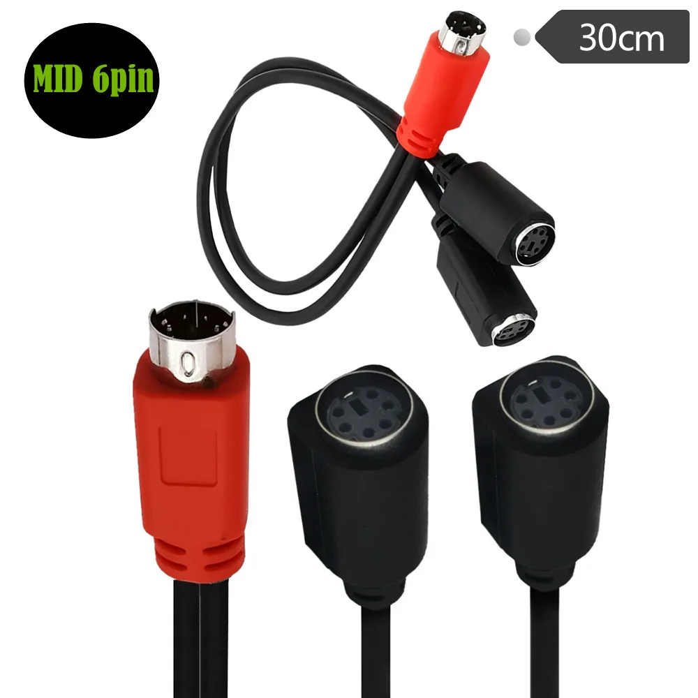 Mini Din 6Pin Mdin 6Pin Maschio A 2 Femmina Extension Splitter Y Cable Ps/2 Cavo Tastiera E Mouse Stampato A 6Pin M/Fx2 0.3M