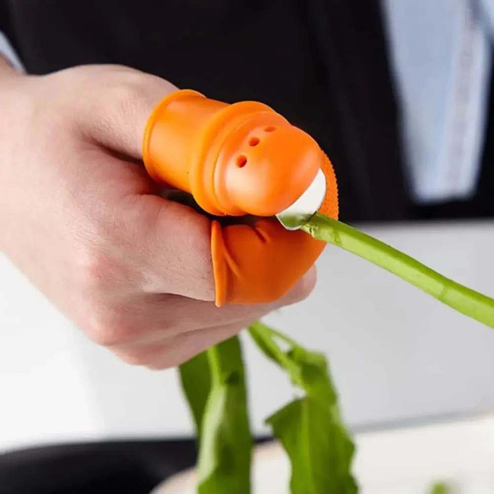 Silicone Finger 90 Degree Knife Protector With Blade For Fruits Vegetable Thumb Knife Finger Guard Kitchen Gadgets