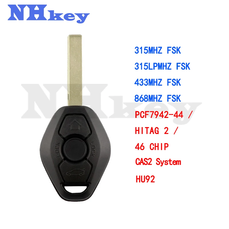 

NHKEY дистанционный ключ 2 трека для BMW CAS2 система 314 МГц/315lpMHZ/433 МГц/868 МГц FSK PCF7942-44 / HITAG 2 / 46 чип