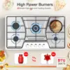 Stove Top Stainless Steel, Built-in Gas Propane Cooktops with Thermocouple Protection, NG/LPG Convertible, Electronic Ignition G 5
