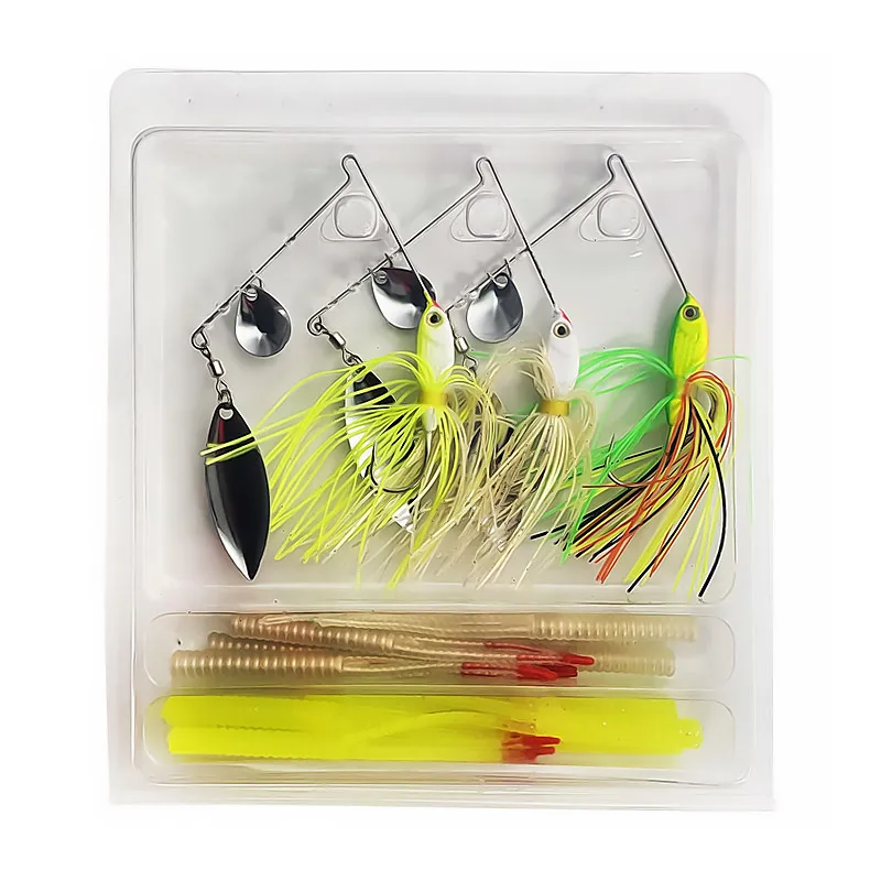 Bazooka Spinner bait Set Angel köder Weich draht Köder Doppel weiden klinge Spinner Metall Haken Löffel Wobbler Bass Pailletten Hecht Kit – Detail 7