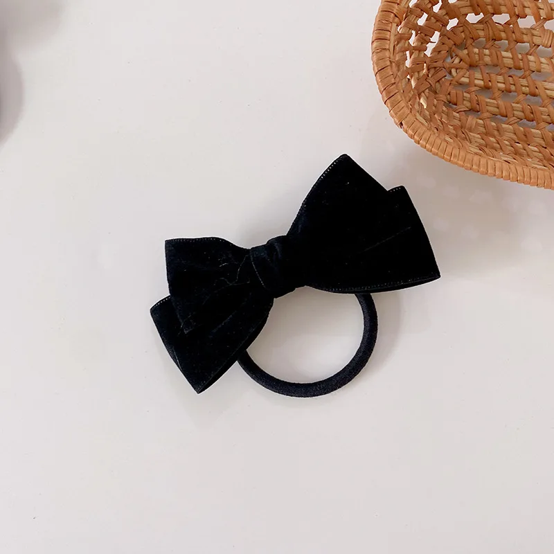 Sweet Velvet Bowknot Har Ties Women Rubber Elastic Hair Bands Elegant Girls Ponytail Holder Hair Bows  Korean Accessories