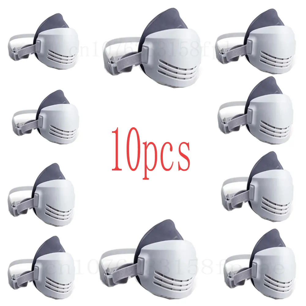 10pcs Reusable Washable Dust-proof Respirator Half Face Anti Haze Fog Safety Construction Grinding Gas Mask with 1201 Filter Cot