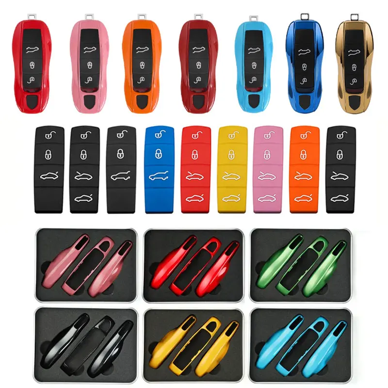 

Car Smart Remote Key Case Fob Covers Set Shell for Porsche Panamera Spyder Carrera Macan Boxster Cayman Cayenne 911 970 981 991